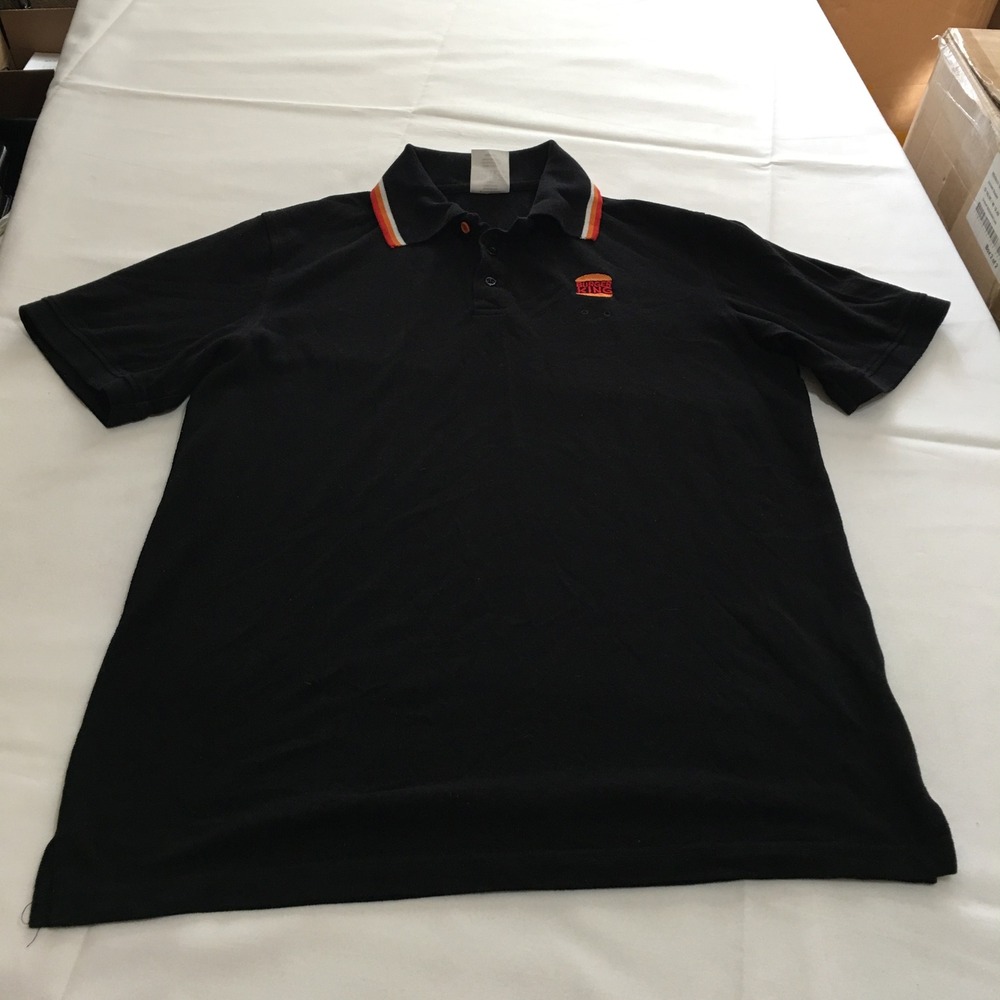 Burger King Polo Shirt Medium Black Short Sleeve Embroidered Logo